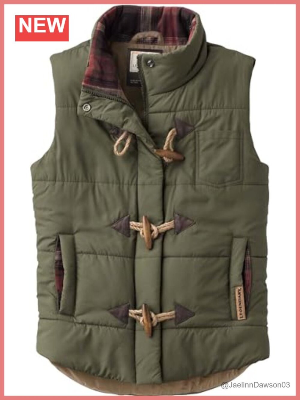Quilted Toggle Puffer Vest Womens Lined Collar Relaxed Fit Fall